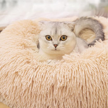 Nisrada Cat Beds for Indoor Cats,24 Inch Dog Bed for Small Melium Large Dogs, Washable-Round Pet Bed for Puppy and Kitten with Slip-Resistant Bottom
