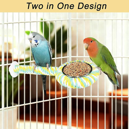 ASOCEA Bird Perch Feeding Cup,Bird Bowls for Cage Parakeet Feeder Parrot Food Bowls Parrot Cage Accessory for Budgie Lovebird Cockatiel Parakeet Canary Finch Small Parrots,Colorful