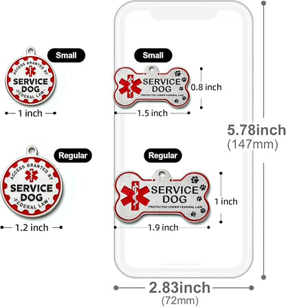 Engraved Personalized Service Dog Tag - Stainless Steel Custom ID Tags for Service Dogs - Essential Therapy Pet Name Badge for Collars, Vests, Harnesses - for Most Breeds, Small to Large