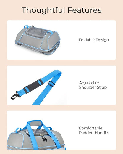 Expandable Cat Dog Carrier: NOBLE DUCK Soft-Sided Pet Carrier Airline Approved Large Small Medium Collapsible Portable Travel Up to 25 Lbs Black