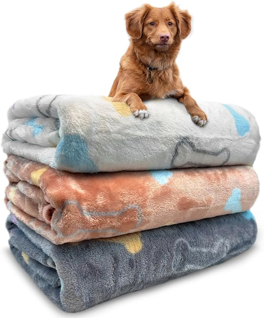 Dog Blankets for Medium Large Dogs Washable, 3 Pack Pet Blanket Washable 41" x 31", Fuzzy Soft Puppy Throw Cover for Kennel Crate Bed