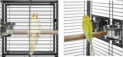 Portable and Durable Heavy Duty Travel Vet Bird Parrot Carrier Play Stand Perch Cage Feeding Bowl Stand with Handle and Accessories Prevent Beaks Out Include Cage Cover