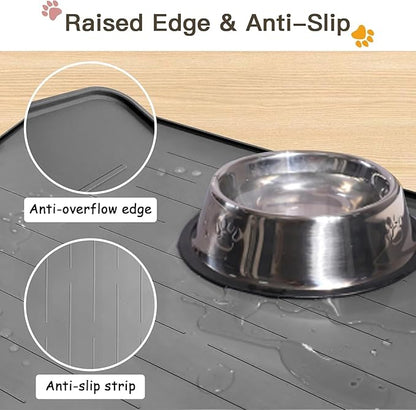 Largest Dog Food Mat, 48"x32" Silicone Dog and Cat Mat for Food and Water Bowls, Thinken Waterproof Non-Slip XXXL Pet Feeding Mat for Floors (Brown)