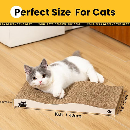 Cat Scratcher, Durable Scratch Pad, Corrugated Cardboard Scratching Board for Indoor Cats, Heavy Duty, Double-Sided Usability, Recyclable, with Catnip，2 Packs