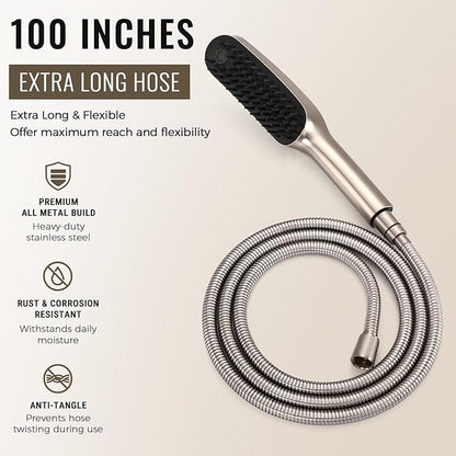 G-Promise 3 Mode Dog Shower Attachment with Pause Mode, Dog shower Sprayer with 100 Inches Stainless Steel Hose, Metal Diverter, Adhesive Holder, for Fast and Easy Dog Bathing and Cleaning