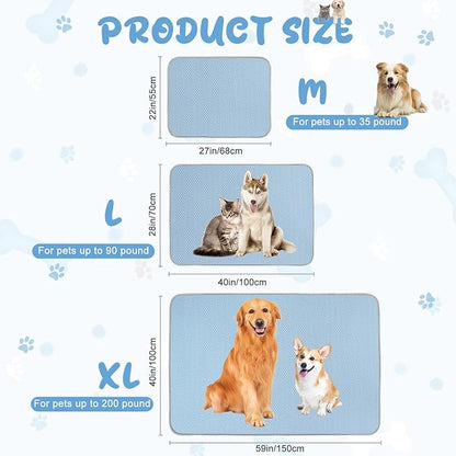 Summer Dog Cooling Mat Washable Ice Silk Self Cool Pad for Small Medium Large Dogs and Cats, Pet Sleeping Pad for Crate, Bed, Indoor & Outdoor Floor, Car Seats