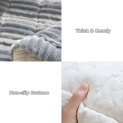 FUNNY FUZZY Pet Couch Covers for Sofa, Washable Dog Couch Cover Protector for Dogs, Flannel Couch Covers for Dogs Pet Friendly Pets Mat Bed Sofa Cover (Blue-Grey, 27.6"×82.7")