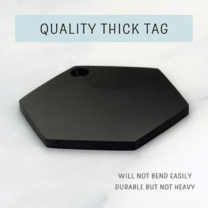 Ultra Joys Custom Personalized Dog ID Tag - Brushed Stainless Steel Hexagon Black Large