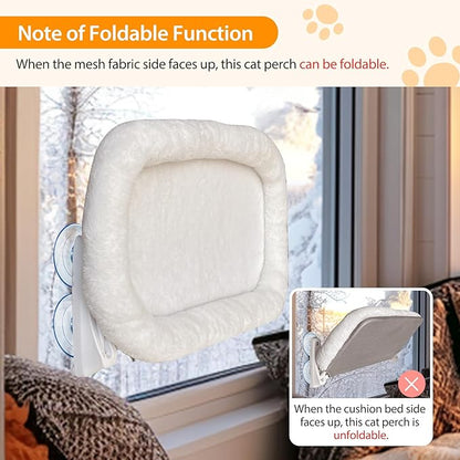 L&W BROS. Cat Window Perch Cushion Bed Cat Hammock with 4 Updated Suction Cups Easy to Assemble Window Bed for Heavy Large Cats (L 1Pc)