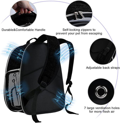 BAGLHER Cat Carrier Backpack Bubble - Fit Up to 18 Lbs - Airline-Approved Dog Backpack Carrier for Small Pets Puppies Dogs Bunny, Space Capsule Dog Carrier Backpack for Travel Outdoor Hiking, Black