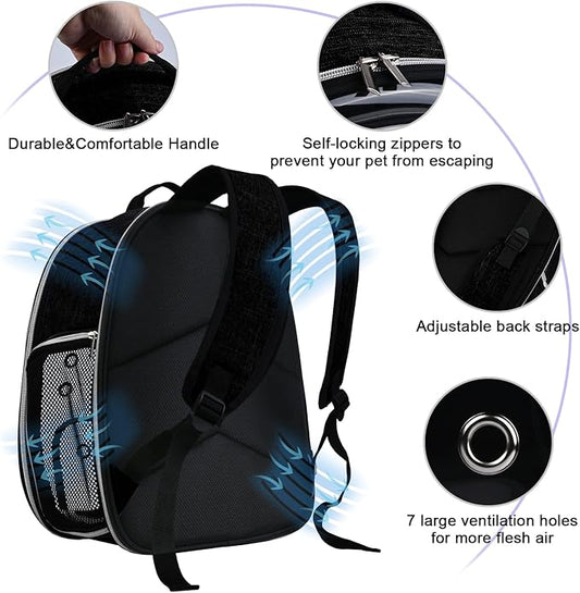 BAGLHER Cat Carrier Backpack Bubble - Fit Up to 18 Lbs - Airline-Approved Dog Backpack Carrier for Small Pets Puppies Dogs Bunny, Space Capsule Dog Carrier Backpack for Travel Outdoor Hiking, Black