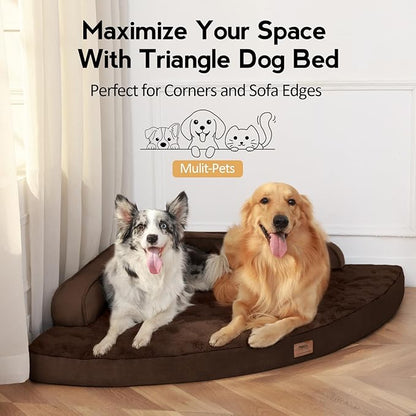Large Orthopedic Dog Bed with Sides XXXL Dog Beds with Removable Washable Cover Non-Slip Waterproof Pet Bed for Extra Large Dogs - Brown XXXL
