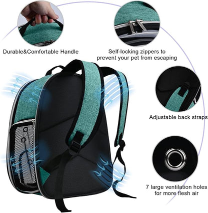 BAGLHER Cat Carrier Backpack Bubble - Fit Up to 18 Lbs - Airline-Approved Dog Backpack Carrier for Small Pets Puppies Dogs Bunny, Space Capsule Dog Carrier Backpack for Travel Outdoor Hiking, Green