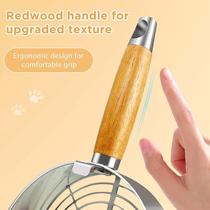 Cat Litter Scoop, Litter Scooper, Metal Cat Litter Scoop, Stainless Steel Cat Litter Scoop, Kitten Pooper Lifter, Kitty Metal Scooper with Holder for Cat Litter Box Strip Holes Easy Cleaning