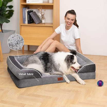 Comfort Expression Orthopedic Dog Bed for Small Dogs 24x16 Inch, Waterproof Supportive Egg Crate Foam Small Pet Bed with Removable Bolsters, Dog Couch with Washable Cover & Non-Slip Bottom, Grey