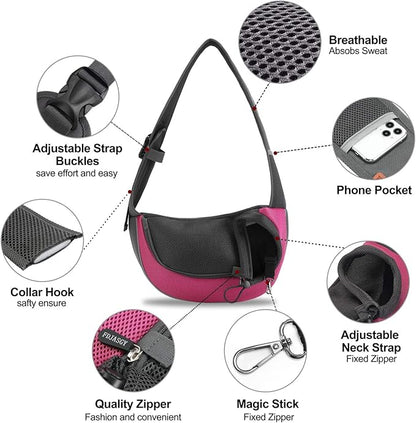 FDJASGY Pet Sling Carrier for Small Dogs Cats,Breathable Mesh Travelling Hand Free Puppy Backpack with Pouch and Adjustable Strap Carrier