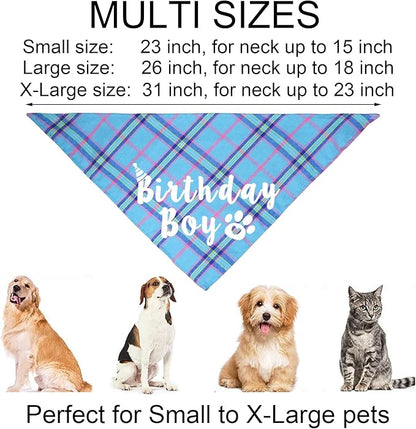 Dog Birthday Party Supplies, Multi Sizes Dog Birthday Bandana Boy Dog Birthday Hat Crown with Birthday Numbers Bow Tie for Medium Large Dogs Pets (Light Blue, Large)