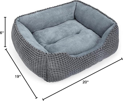 MIXJOY Dog Bed for Large, Medium, Small Dogs - Rectangle, Washable, Orthopedic, Soft Cat Beds - Anti-Slip Bottom, Multiple Sizes (35'', Grey)