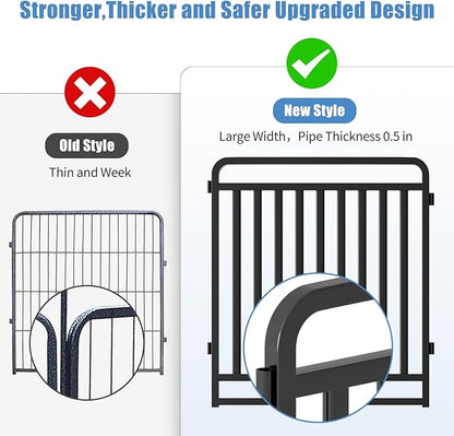 New Thickened Version Dog Playpen, 32 Inch Dog Fences for The Yard, Portable Outdoor Dog Playpen for Large/Medium/Small Dogs, Foldable Metal Dog playpen, with Doors (24 Panels, 32 Inch)