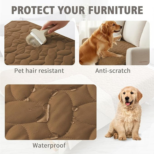 Ameritex Waterproof Pet Bed Cover Anti-Slip Dog Bed Blanket for Sofa and Furniture Waterproof New Pattern Design (Camel, 30x53 Inch (Pack of 1))