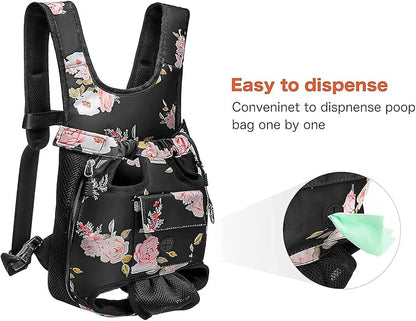 Petmolico Pet Dog Carrier Backpack, Adjustable Dog Legs-Out Front Backpack, Hands-Free Cat Pup Front Carrier Travel Bag, Easy-fit for Traveling Hiking for Small Medium Dogs, XL, Pink Rose