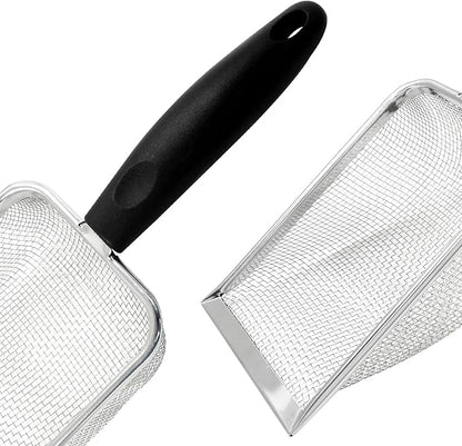 Hordion Cat Litter Scoop Stainless Steel Mesh Scooper, 2mm Mesh Non-Stick Coated Metal Litter Shovel Fine Sand Litter Scooper for Litter Box Kitten Pooper Lifter, Black