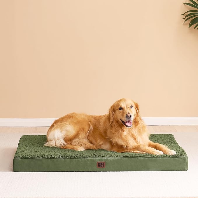 EHEYCIGA Orthopedic XL Dog Beds for Extra Large Dogs with Removable Washable Cover, Dark Green, 44x32