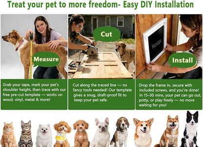 Dog Door Doggy Door Easy Install - Wood & PVC Doors & Walls，Dgooie Free Movement & Flexible Control - 2 Magnetic Flaps & Sliding Lock,Telescoping Frame,8 1/8" x 13 2/5" for Medium Dogs Up to 40 lb