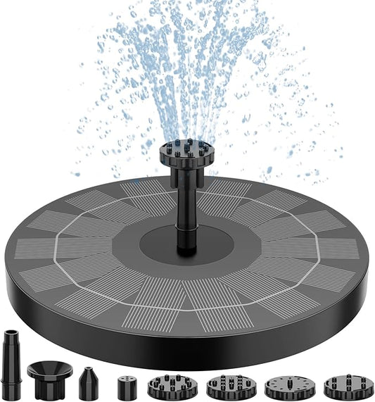 AISITIN 2.5W Solar Bird Bath Fountain Pump, Solar Fountain Pump for Bird Bath with 6 Nozzles, 6.7" Solar Powered Water Fountain Pump for Garden, Ponds, Pool, Fish Tank, Aquarium and Outdoor