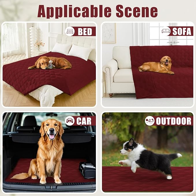 Smiry Waterproof Dog Bed Cover Blanket 30x53, Soft Reversible Pet Blanket, Washable Leakproof Cats Dogs Couch Cover for Sofa, Couch, Furniture, Wine Red/Wine Red