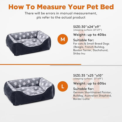 GASUR Medium Dog Beds for Medium Size Dogs, Orthopedic Dog Bed Sofa, Washable Pet Beds Cuddler Anti-Slip Bottom, Soft Calming Sleeping Warming Puppy Bed (M (30"x 24"x 9"), Black)