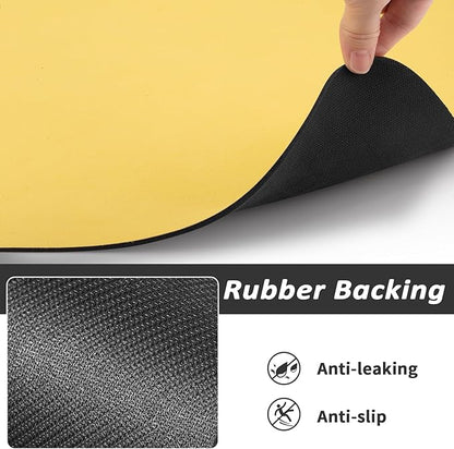 Dog Food Mat - Absorbent Cat Mat for Food and Water, No Stains Pet Feeding Bowl Mat, Easy to Clean Pet Placemats, Quick Dry Dog Water Dispenser Mat for Messy Drinkers | Yellow 12"x 19"
