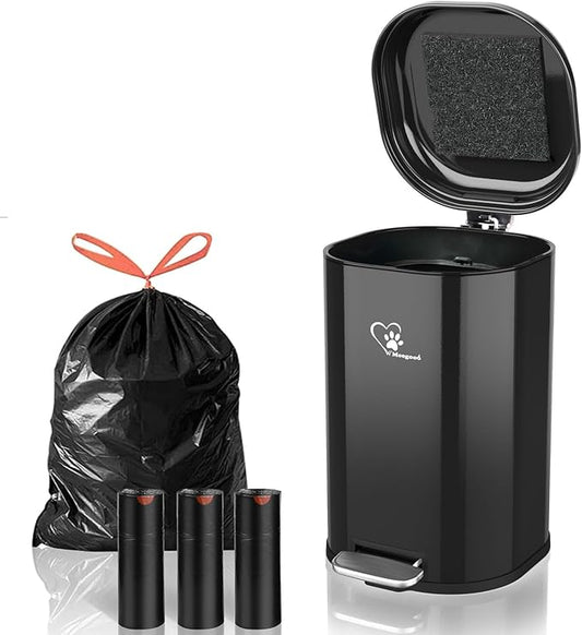 Dog Poop Trash Can Outsides, 18L/4.76 Gal Portable Waste Bin with Lid and Removable Inner Odor Control for Indoor Outdoor Dog Waste Station for Bathroom &Kitchen -45 Waste Bags
