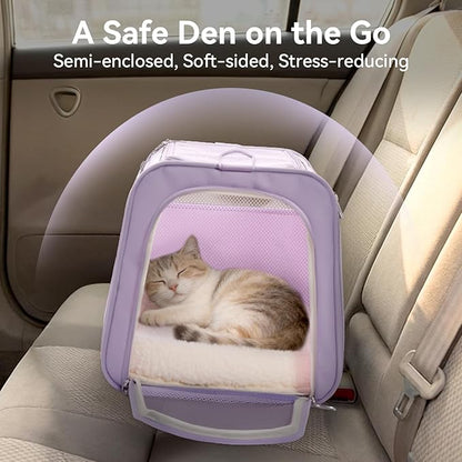 PETSFIT Large Cat Car Carrier with Patented Safety Buckles(19 x 12 x 12) – Roomy Escape-Proof for Safe Driving, Lockable Zippers & Safety Tether, Soft-Sided Travel Carrier for Road Trips & Vet Visits