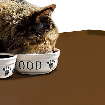 Dog Food Mat,Silicone Waterproof Food Tray,Non Slip Pet Bowl Mats Placemat,1" Raised Edge,Suitable for Most Small and Medium Sized Pets,32" x 24"