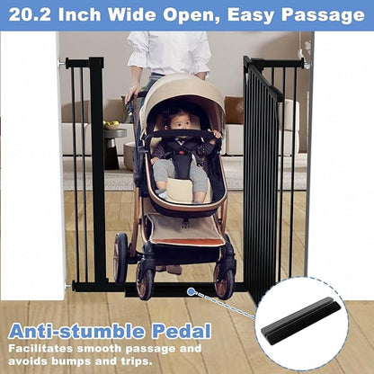 65.7"-72.2" Extra Wide Baby Gate, 40.5" Tall Dog Gate Indoor,Walk Through Pet Gates for Doorways Kitchen No Drilling Auto Close Pressure Mounted Safety Child Toddler Gate, Black
