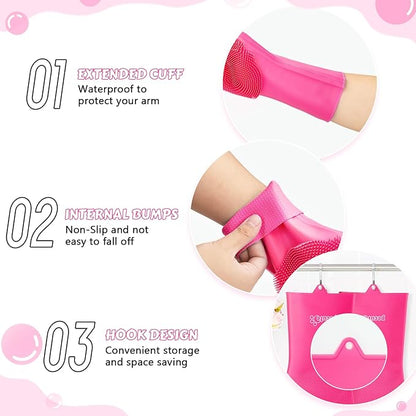 Pecute Pet Grooming Gloves Large, Heat Resistant Dog Washing Gloves with High-Density Teeth, Silicone Cat Dog Bathing Gloves with Enhanced Five Finger Design, for Washing Bathing Massaging