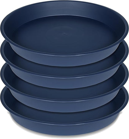 4 Pack of 16 inch Plant Saucer, Heavy Duty Round Plant Trays for Pots, Bird Bath Bowls, Plastic Plant Water Tray, Flower Plant Saucers for Indoors (16", Blue)