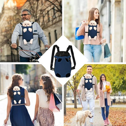 FEimaX Dog Carrier Backpack Pet Legs Out Front Cat Travel Bag, Adjustable Puppy Backpacks Carriers Hands-Free for Small Medium Dogs Cats Hiking Traveling Camping Daily Walking
