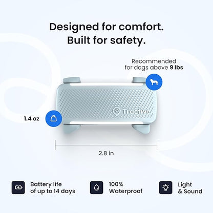 Tractive Smart Dog GPS Tracker | Live Pet Tracker with Virtual Fence | Vital Signs Monitoring of Heart & Respiratory Rate | Bark Monitoring | Dog Collar Attachment (Mint)