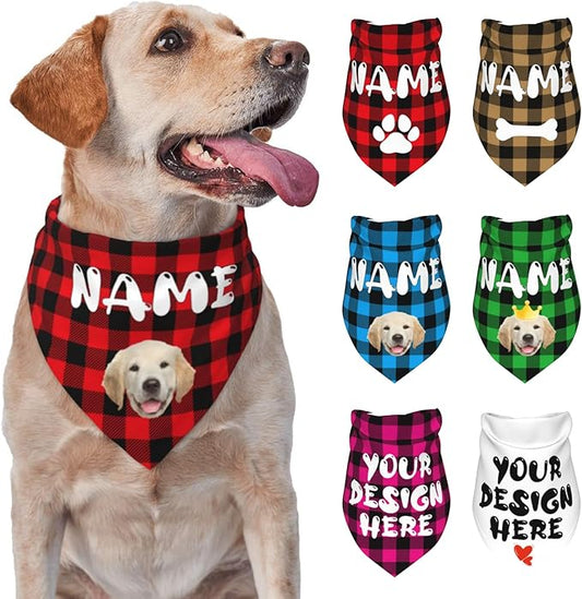 Custom Dog Bandana Add Your Text Photo Name Personalized Neckwear Bandanas Soft Customized Pet Scarf with Your Design Funny Gifts for Cat Dog Pet Style 03