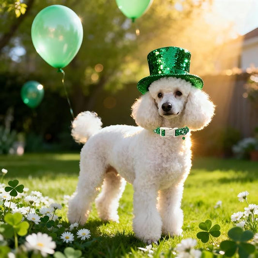 St. Patrick's Day Dog Collar for Large Dogs - Bold Green Lucky Clover Dog Collars, Cute Irish Party Shamrock Puppy Collar, Lightweight Adjustable St. Patricks Day Pet Collars XL
