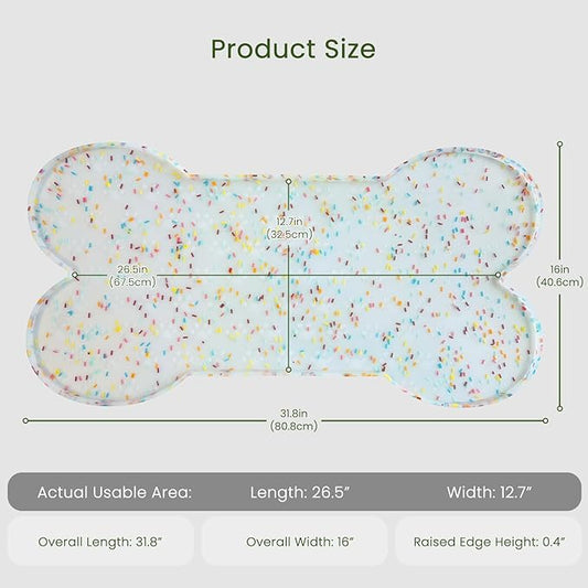 Dog Food Mat Anti-Slip Silicone Dog Bowl Mat Thicker Pet Placemat Waterproof Cat Feeder Pad with Raised Edge Puppy Kitten Feeding Mats Suitable Small Medium-Sized Dogs Cats Eating Tray