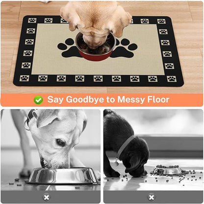 Absorbent Pet Dog Bowl Mat for Food and Water, Pet Cat Food Feeding Mat with Non Slip Rubber Backing, Dog Food Mats for Floors Waterproof, 17"x30"