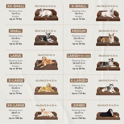 Large Dog Bed Orthopedic Washable - Extra Large XXXLarge Dogs, Orthopedic Coffee Jumbo Dog Bed with Waterproof Cover and Removable Egg Foam, Couch Bed Bolster