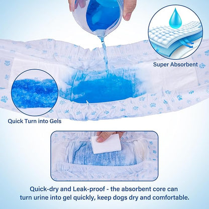 Pet Soft Disposable Male Dog Wraps - Dog Diapers for Male Dogs, Puppy Diapers 48pcs Small
