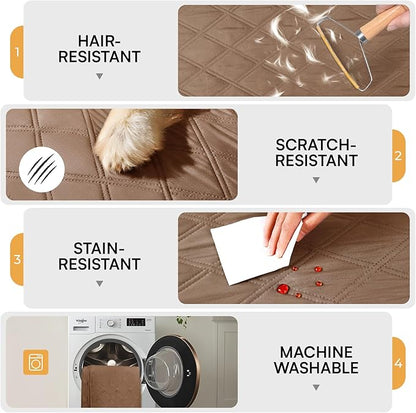 Luciphia 100% Waterproof Couch Cover Blanket for Dogs Anti-Slip Pet Couch Protector Sofa Mat Puppy Cat Blanket with Non-Slip Bottom, Light Brown Khaki, 68x82 Inch