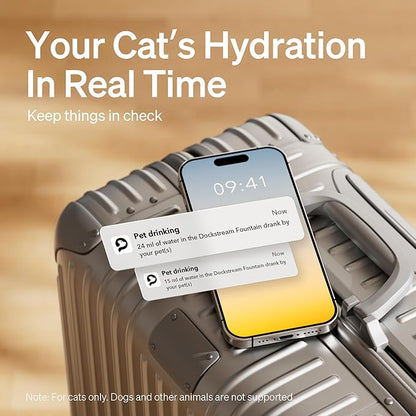 Bundle of PETLIBRO App Monitoring Cat Water Fountain with Wireless Pump + 4 Packs Genuine Replacement Filters, 2.5L/84oz Dockstream Pet Water Fountain for Cats Inside, Auto Cat Water Dispenser Dog