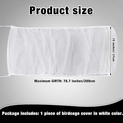 Shappy Large Bird Cage Seed Catcher,Bird Cage Cover Net Skirt Guard,Adjustable Soft Airy Mesh Net for Parrot Parakeet Macaw(78.7 x 15 Inch/ 200 x 37 cm,White)