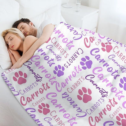 Personalized Paw Print Dog Blanket with Pet Name Face-Custom Puppy Blankets with Picture for Dogs-Customized Dog Memorial Throw Fleece Blanket-Loss of Pets Supplies Sympathy Gift for Bed Sofa Travel